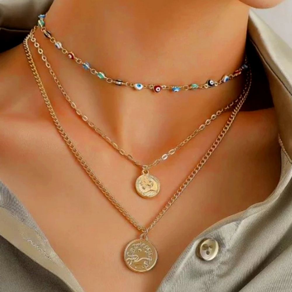 Evil Eye Coin Boho Necklace